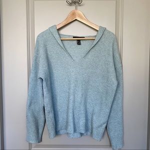 Forever 21 Mint Green Hooded Vneck Sweater | Size Small